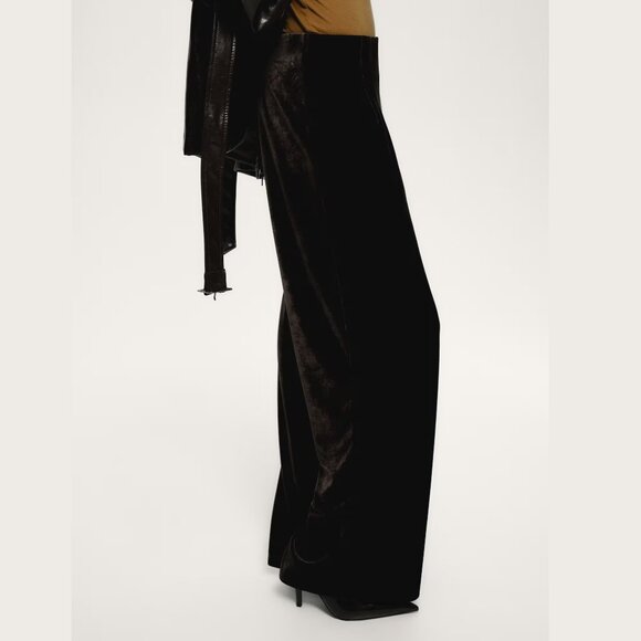 H&M Dark Brown Velour Velvet Pants, XS - Picture 3 of 5
